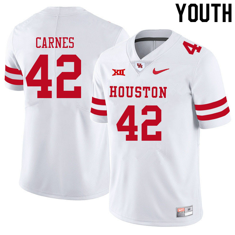 Youth #42 Dalton Carnes Houston Cougars College Big 12 Conference Football Jerseys Sale-White - Click Image to Close